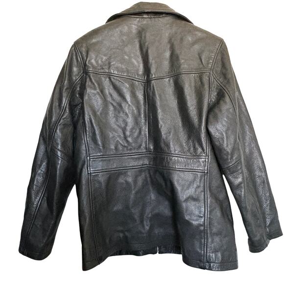 Black Leather JacketWilsons Zip Lg Y2K Retro Grunge - Picture 2 of 8
